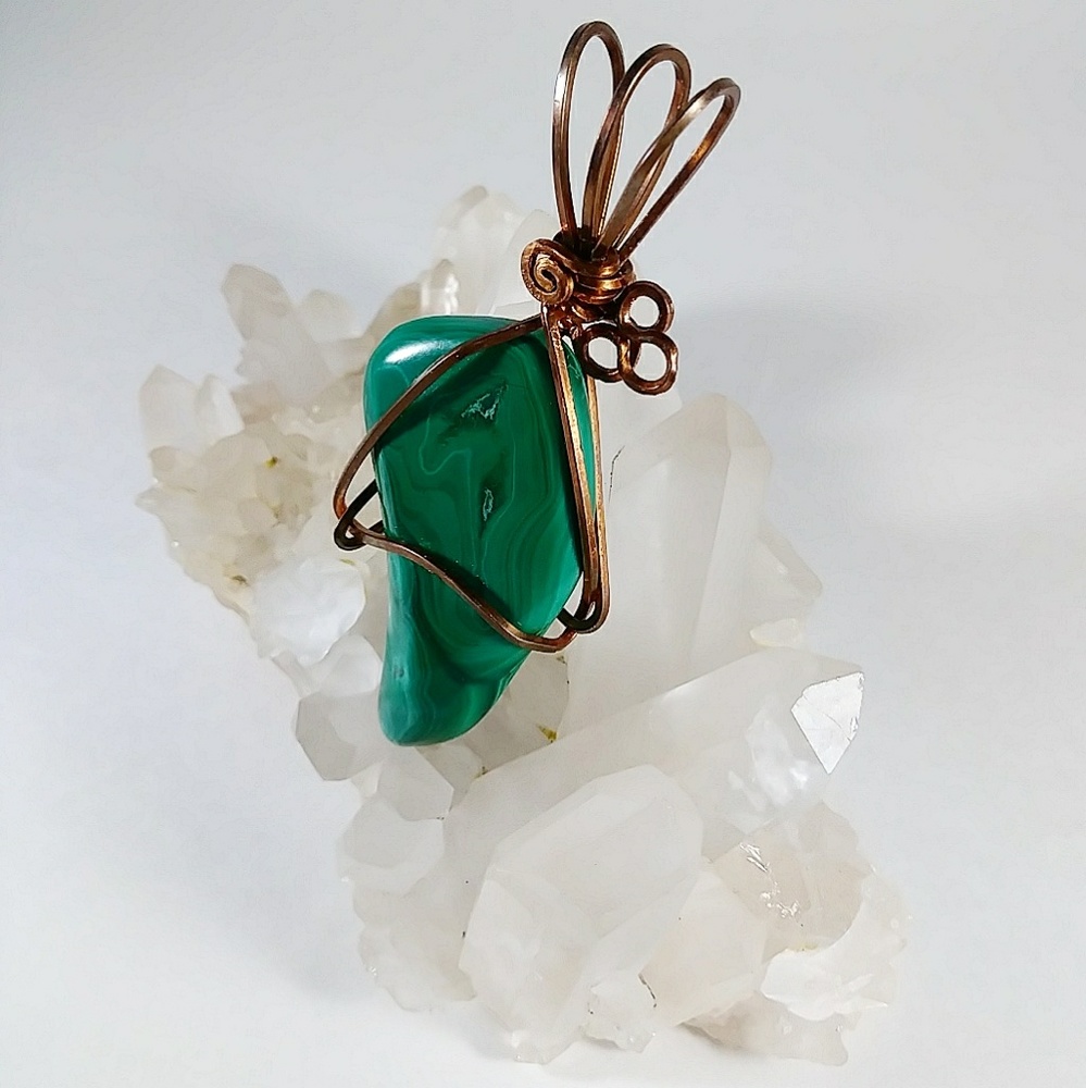 -SOLD- Men's/ Womens Malachite Copper Wire Wrap - Picture 1 of 7